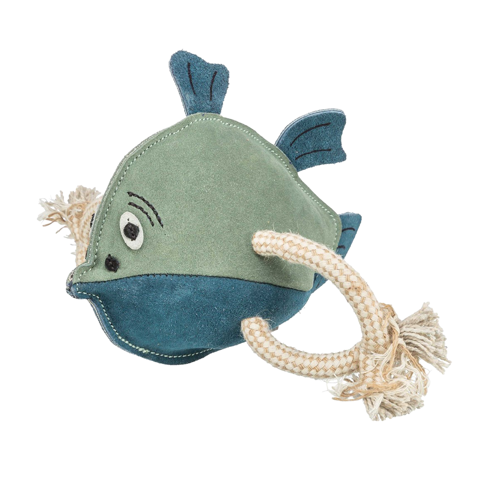 Fisch Lederspielzeug Leder/Seil – 28 cm