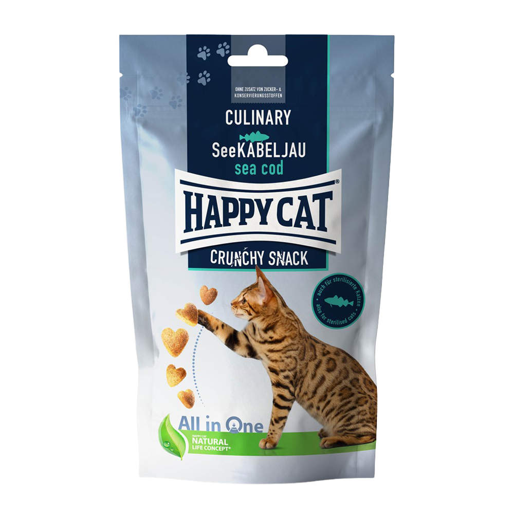 Happycat Crunchy Snack, Kabeljau/Erbsen, - 70 G