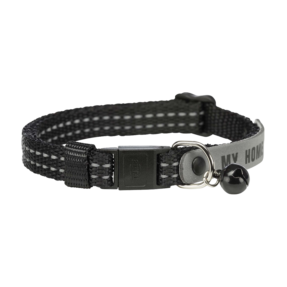 Katzenhalsband My Home mit Adresslasche Reflex Schnellverschluss Glöckchen Nylon B