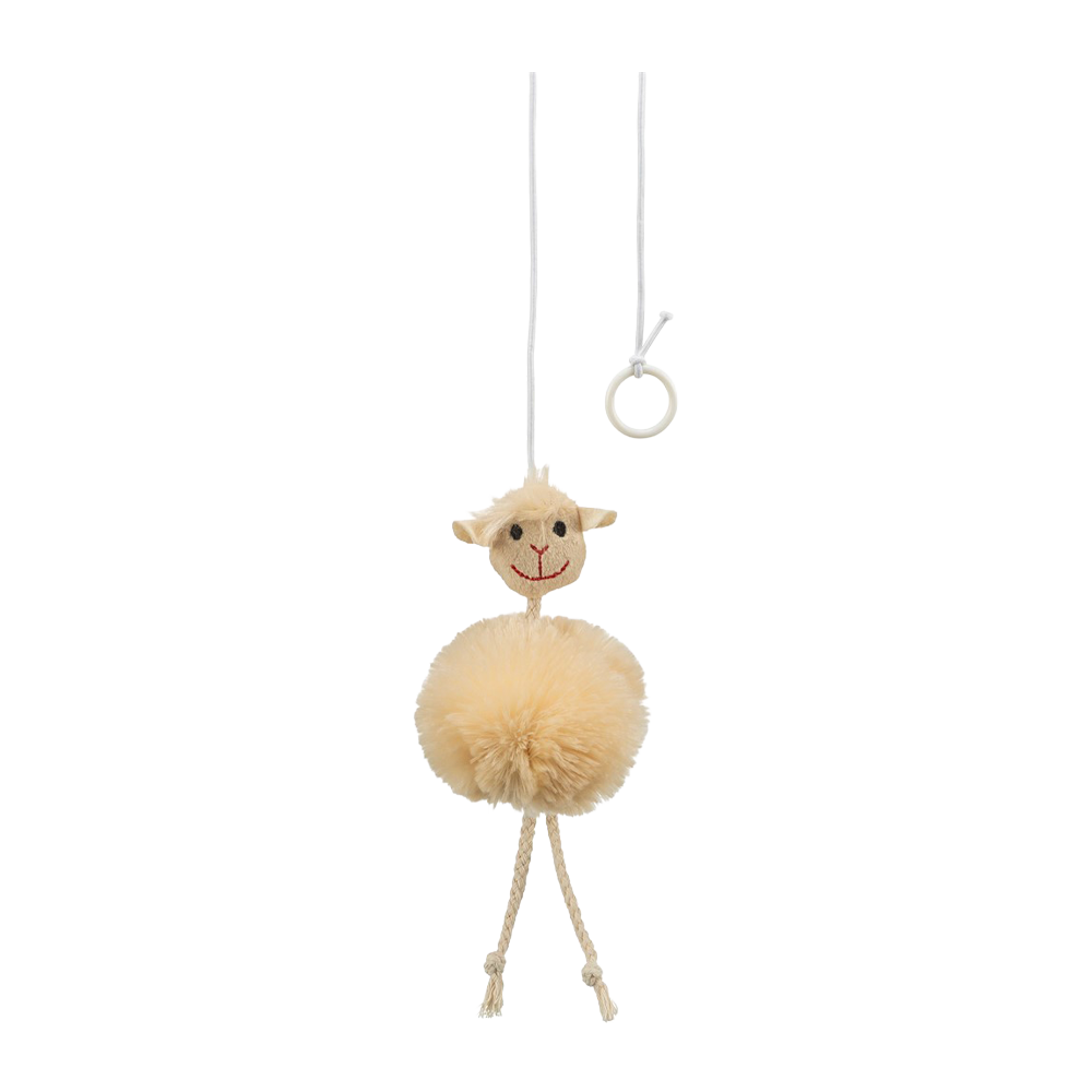 Katzenspielzeug Plüschschaf an elastischem Band – 20 cm