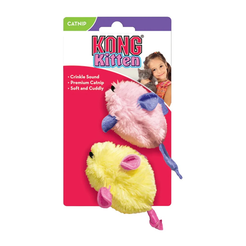 Kong Kitten Mäuse 2er-Pack sortiert – 3 x 10 x 5 cm