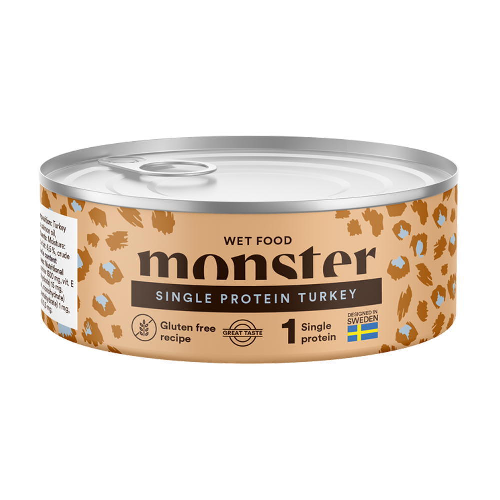 Monster Cat Adult Single Turkey Dose 100 g (12/Frp)