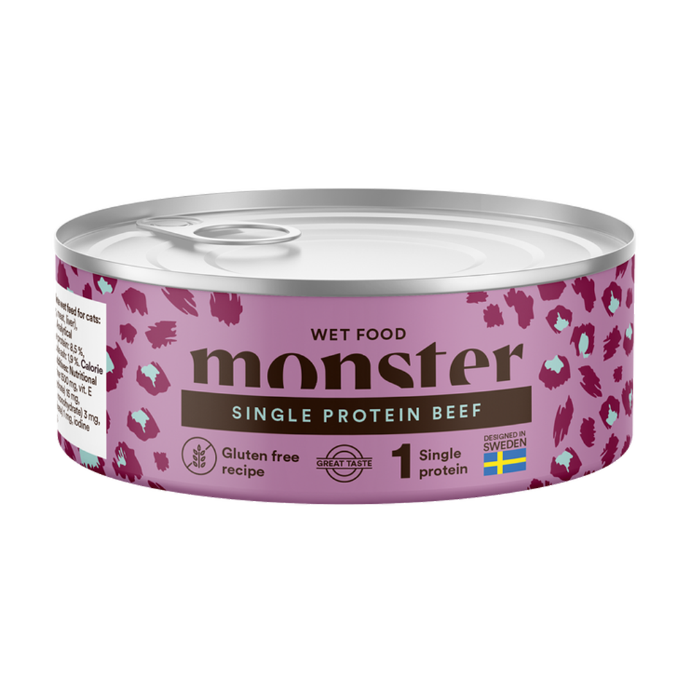 Monster Cat Adult Single Beef Dose 100 g (12/Frp)
