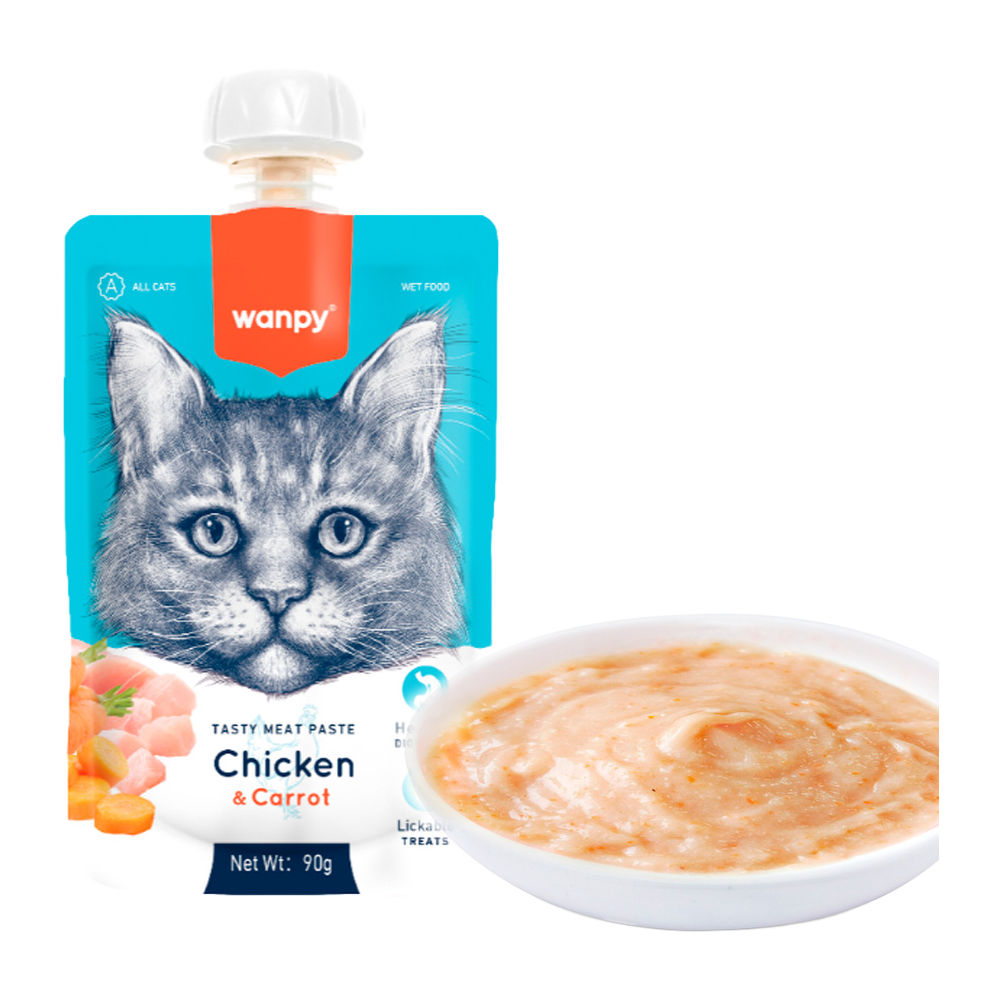 Wanpy Cat Tasty Meat Paste – Huhn & Karotten – 90 g