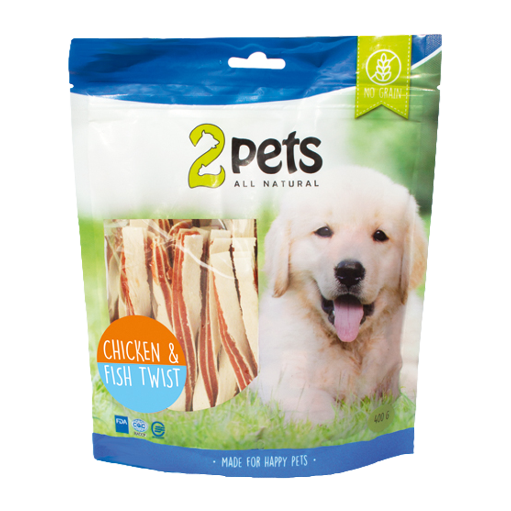 2PETS Dogsnack Huhn&Fisch Twist – 400 G