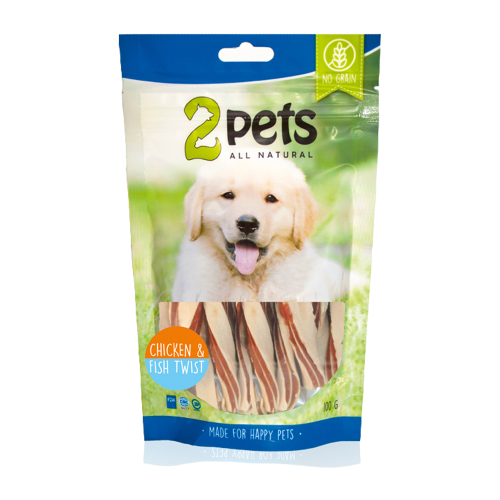 2PETS Dogsnack Chicken&Fish Twist – 100 g