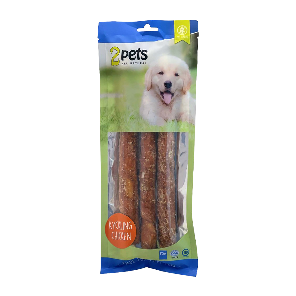 2PETS Tuggrulle M Kycklingfilé – 28 CM – 3ER-PACK