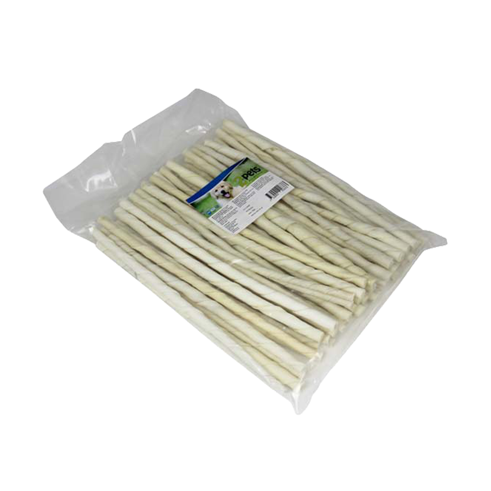 2PETS Kausnack gedreht weiß – 24 cm – 50er-Pack