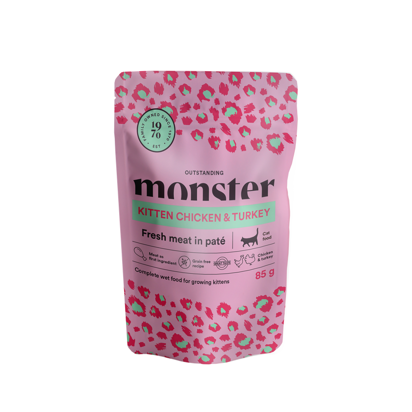 Monster Cat Pouches Kitten Ch/Turk – 85 g