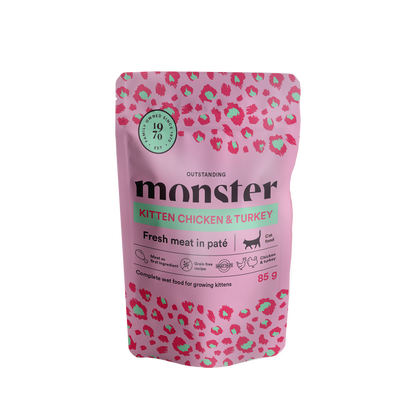 Monster Cat Pouches Kitten Ch/Turk – 85 g