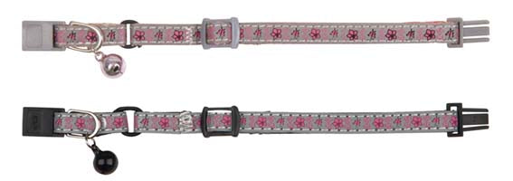 Junior Halsband Blumenmotiv Reflex Schnellverschluss Glöckchen Nylon Blau