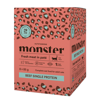 Monster Cat Pouches Adult Beef 85 g (8er-Pack)