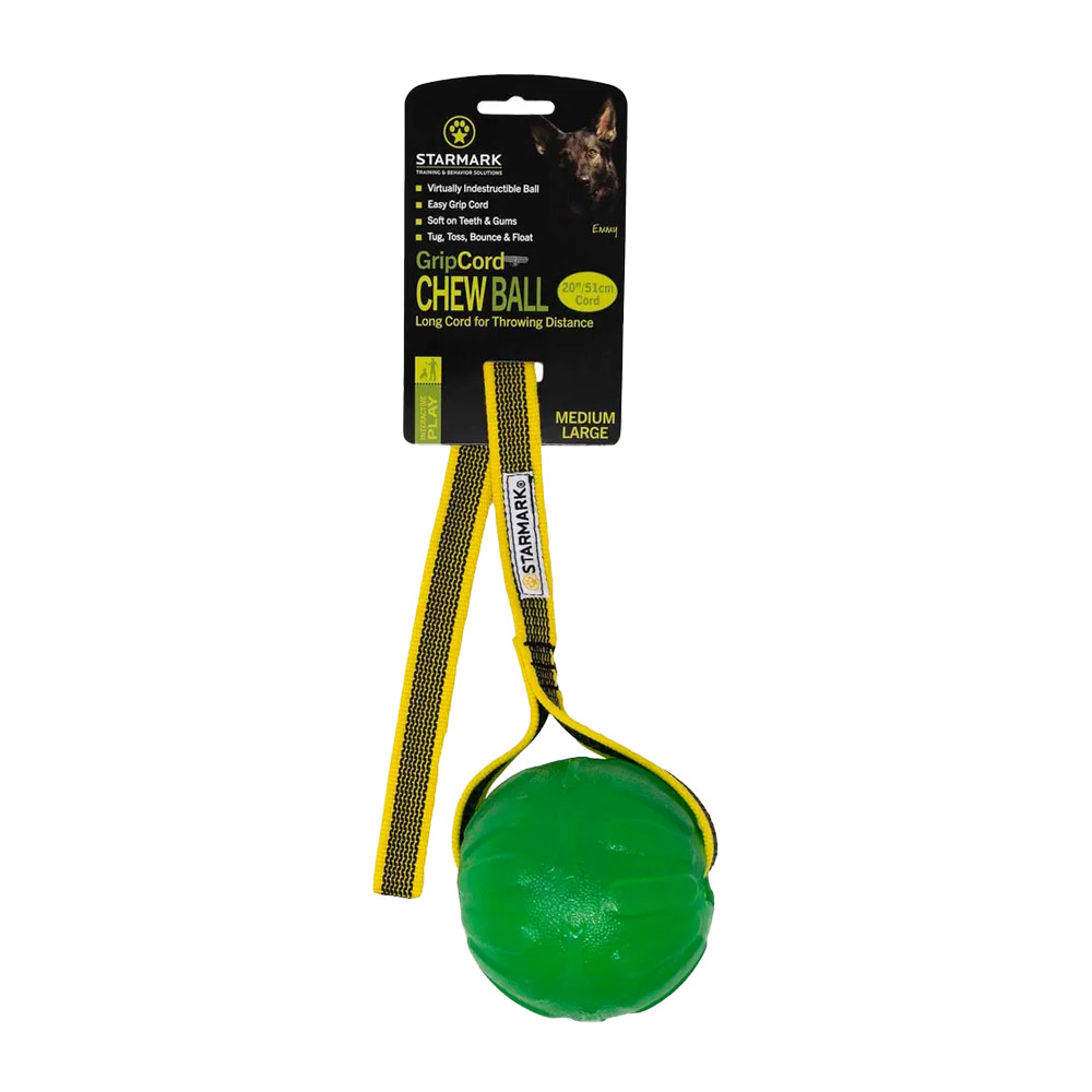 Starmark Gripcord Chew Ball Long mit L – 8 x 8,5 x 63 cm