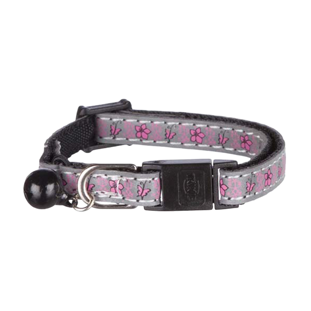 Junior Halsband Blumenmotiv Reflex Schnellverschluss Glöckchen Nylon Blau