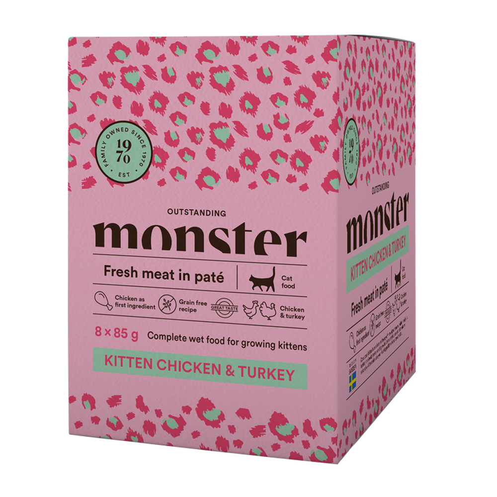 Monster Cat Pouches Kitten Ch/Turk – 85 g