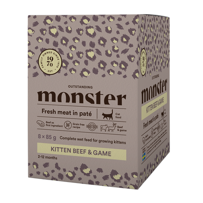 Monster Cat Pouches Kitten Rind/Wild 85 g (8er-Pack)