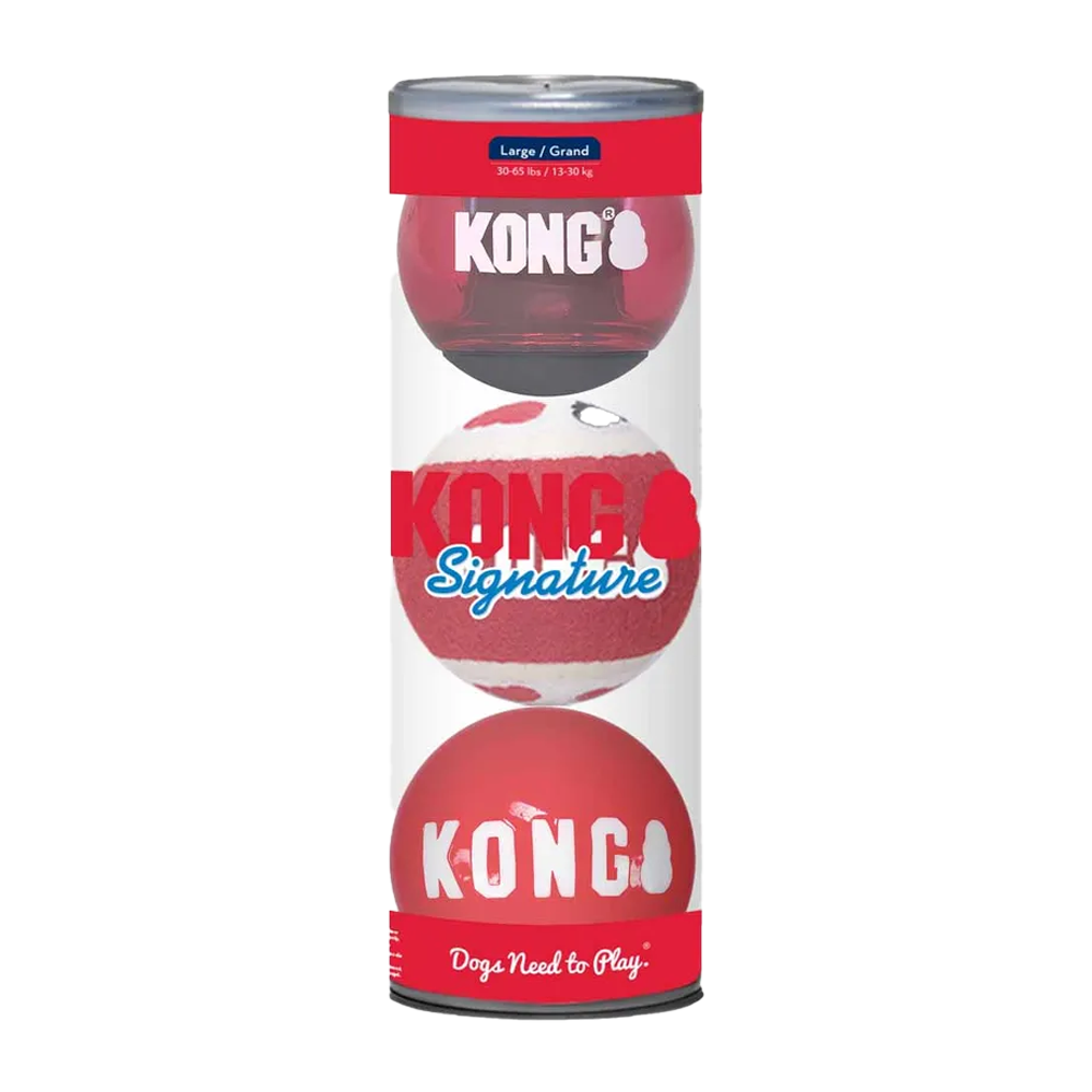 Kong Signature Bälle 3er-Pack groß gemischt Ø 8,2 cm
