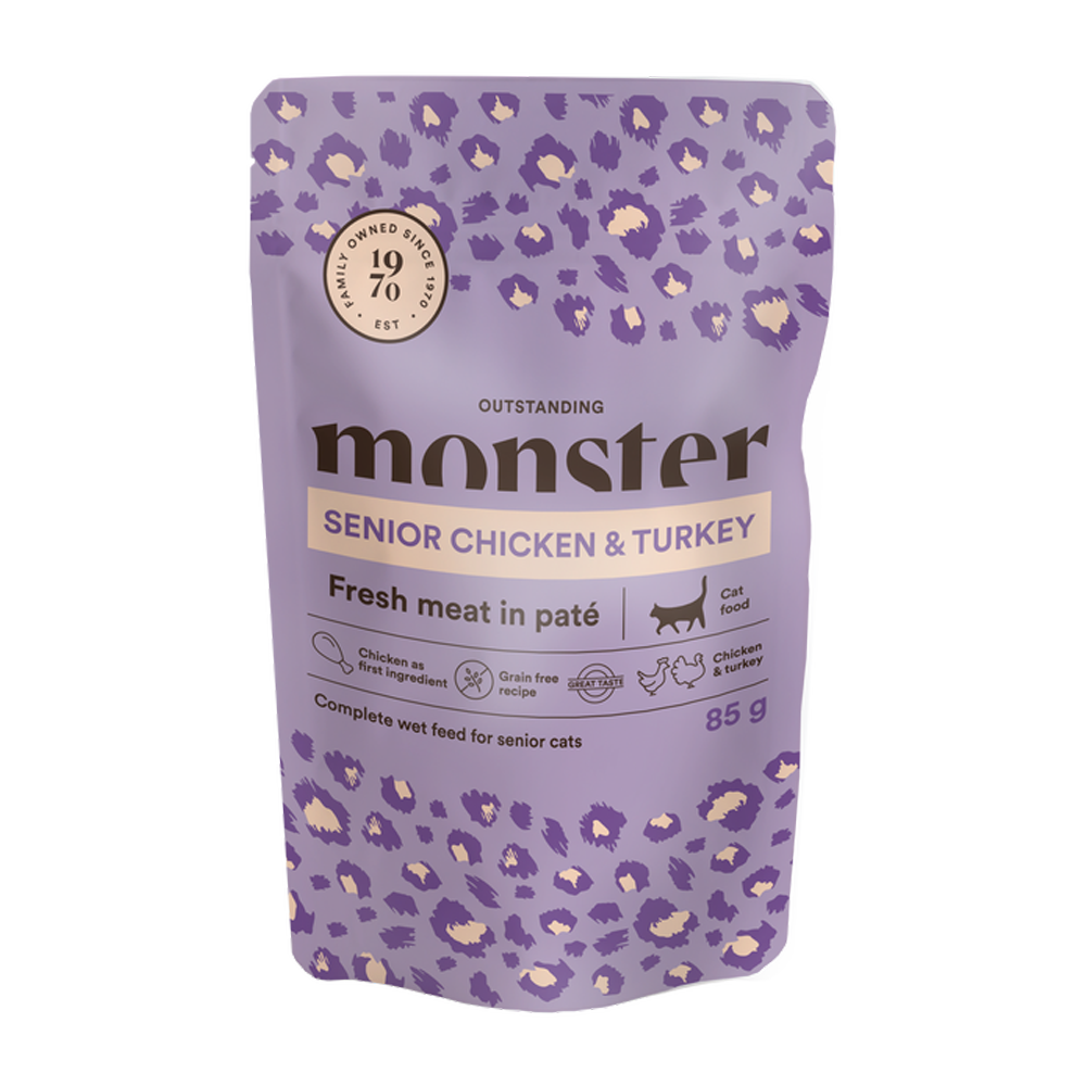 Monster Cat Pouches Senior Ch/Truthahn 85 g (8er-Pack)