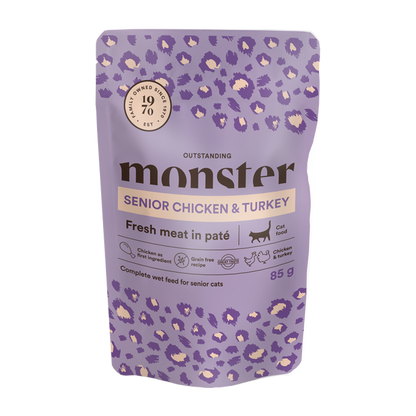 Monster Cat Pouches Senior Ch/Truthahn 85 g (8er-Pack)