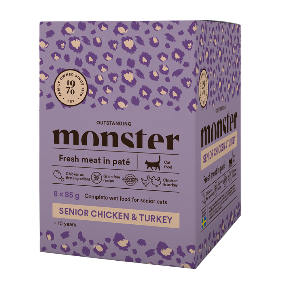 Monster Cat Pouches Senior Ch/Truthahn 85 g (8er-Pack)