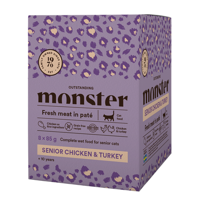 Monster Cat Pouches Senior Ch/Truthahn 85 g (8er-Pack)