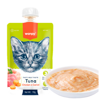 Wanpy Cat Tasty Meat Paste – Thunfisch mit Huhn und Karotten – 90 g