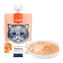 Wanpy Cat Tasty Meat Paste – Lachs mit Huhn und Karotten – 90 g